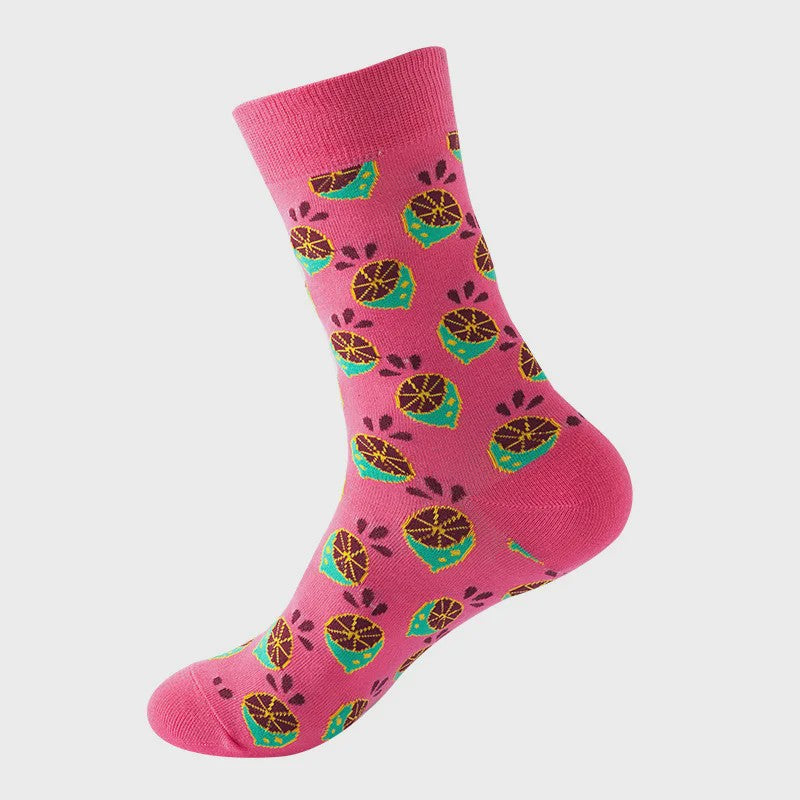 Unisex Katoenen Sokken met Vrolijke Fruit, Dieren & Kunst Prints - Hip Hop & Skateboard Stijl