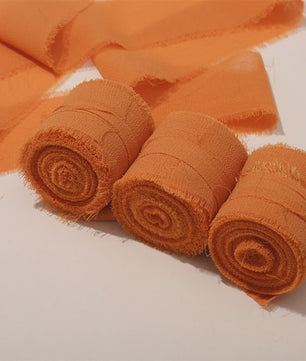 Handgemaakte Satijn Chiffon Lint Set - 3 Rollen van 5m met Rafeleffect voor Bruiloft, Cadeau & DIY Decoratie