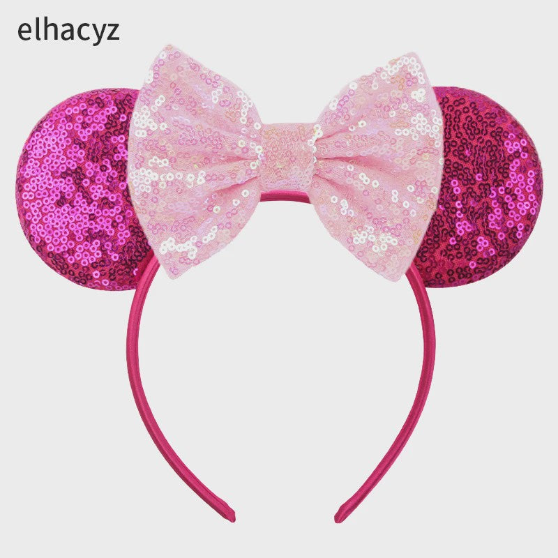 Chique Sequin Mickey Oortjes Diadeem met Strik - Feestelijk Haaraccessoire voor Kinderen & Dames