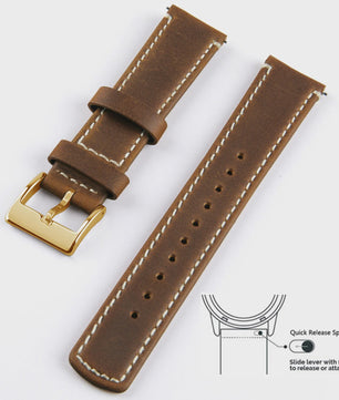 Top Grain Echt Lederen Horlogeband - 20mm/22mm Quick Release - Voor Heren, Dames & Samsung Galaxy Watch