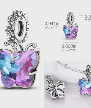 925 Sterling Zilveren Bedel: Vlinder & Vuurvliegje - DIY Sieraden voor Armband & Ketting