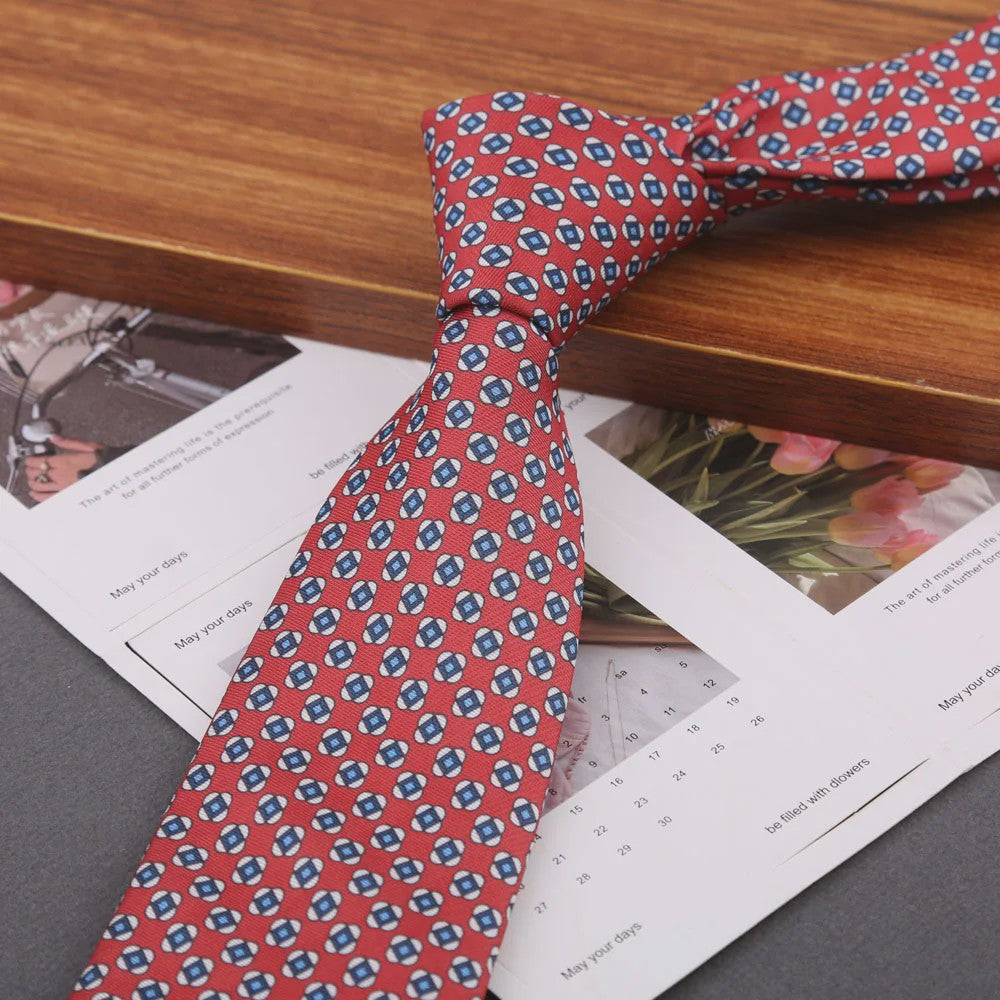 Klassieke Heren Strikdas - Imitatie Zijde met Polka Dot & Bloemendessin