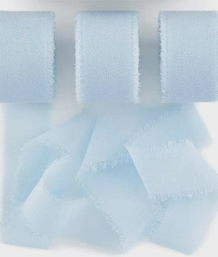 Handgemaakte Satijn Chiffon Lint Set - 3 Rollen van 5m met Rafeleffect voor Bruiloft, Cadeau & DIY Decoratie