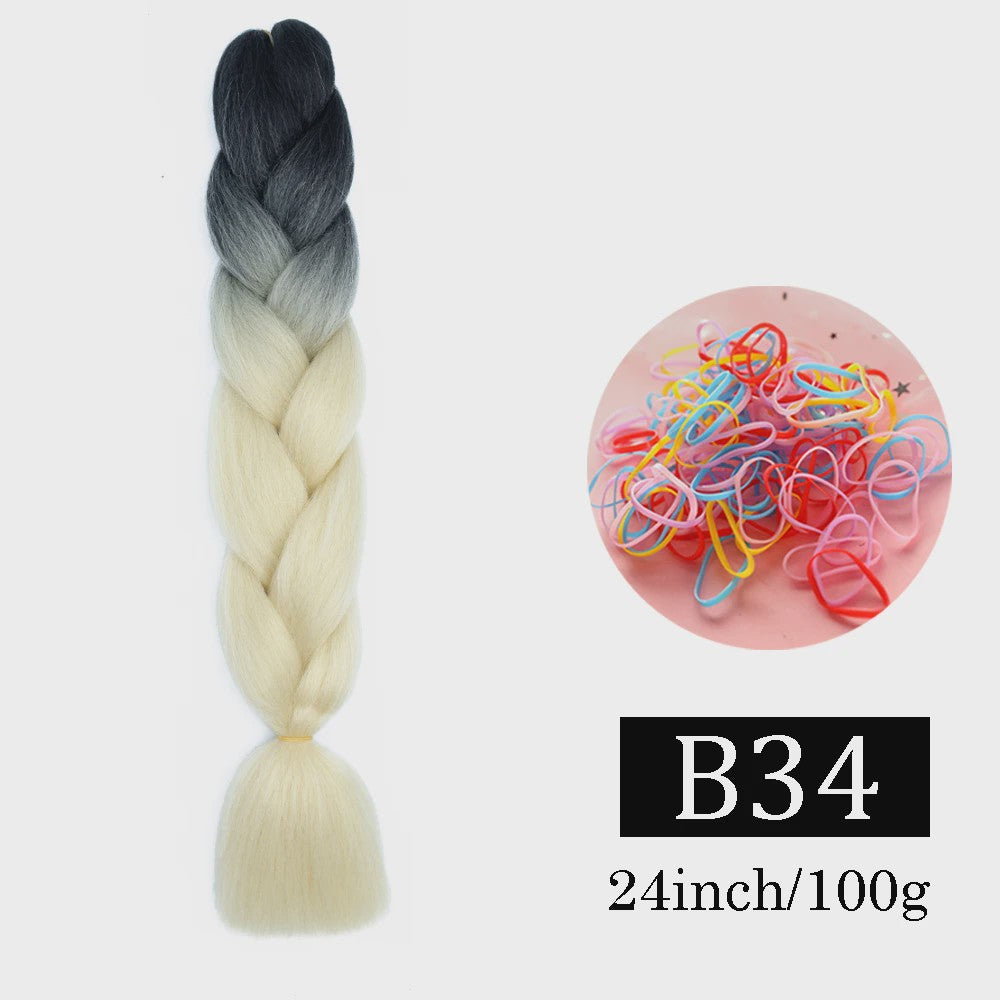 24 Inch Jumbo Braids Haarverlenging - Synthetisch Vlechtkapsel met Ombre Kleuren