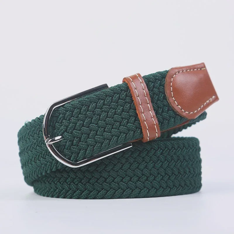 Unisex Gevlochten Elastische Riem met Pin Gesp - 107-130cm