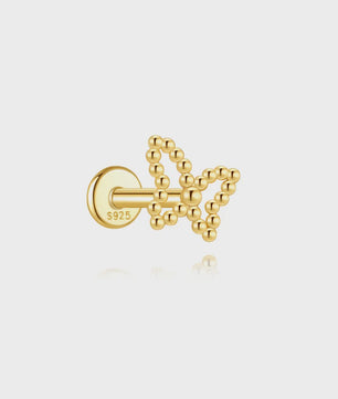 925 Sterling Zilveren Kolibrie Oorbellen Dames - 18K Goudkleurig Platte Achterkant Studs