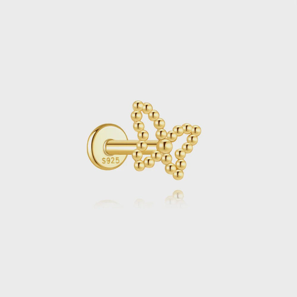 925 Sterling Zilveren Kolibrie Oorbellen Dames - 18K Goudkleurig Platte Achterkant Studs