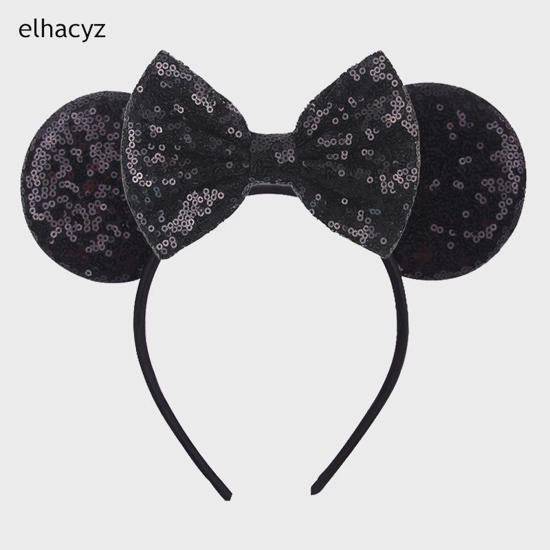 Chique Sequin Mickey Oortjes Diadeem met Strik - Feestelijk Haaraccessoire voor Kinderen & Dames