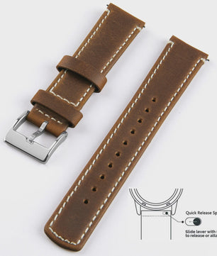 Top Grain Echt Lederen Horlogeband - 20mm/22mm Quick Release - Voor Heren, Dames & Samsung Galaxy Watch