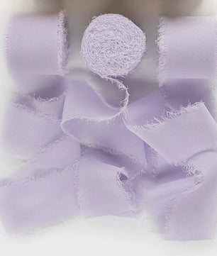 Handgemaakte Satijn Chiffon Lint Set - 3 Rollen van 5m met Rafeleffect voor Bruiloft, Cadeau & DIY Decoratie