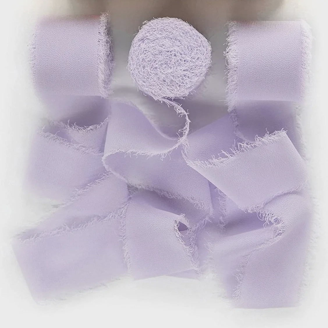 Handgemaakte Satijn Chiffon Lint Set - 3 Rollen van 5m met Rafeleffect voor Bruiloft, Cadeau & DIY Decoratie