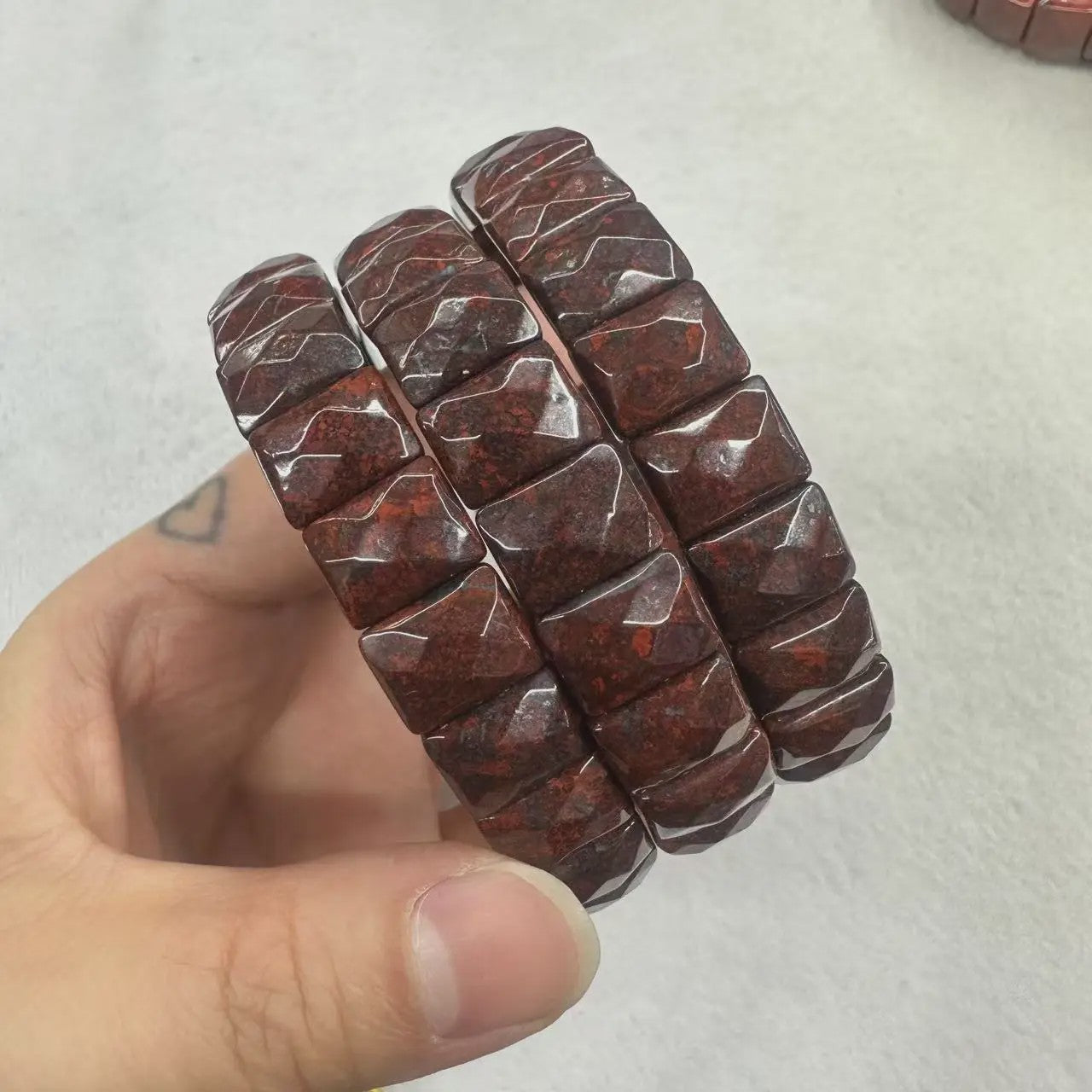 Natuurlijke Edelsteen Armband - Fluoriet & Citrien Vierkante Kralen