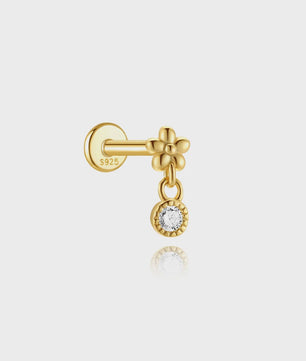 925 Sterling Zilveren Kolibrie Oorbellen Dames - 18K Goudkleurig Platte Achterkant Studs