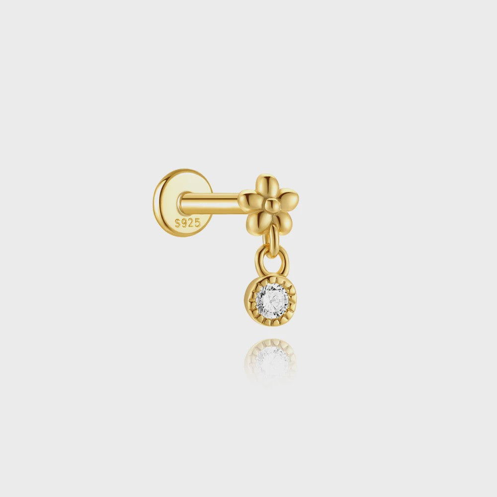 925 Sterling Zilveren Kolibrie Oorbellen Dames - 18K Goudkleurig Platte Achterkant Studs