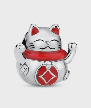 925 Sterling Zilveren Bedel Lucky Cat - Chinees Nieuwjaar & Japanse Stijl Hanger voor Dames Armbanden & Kettingen