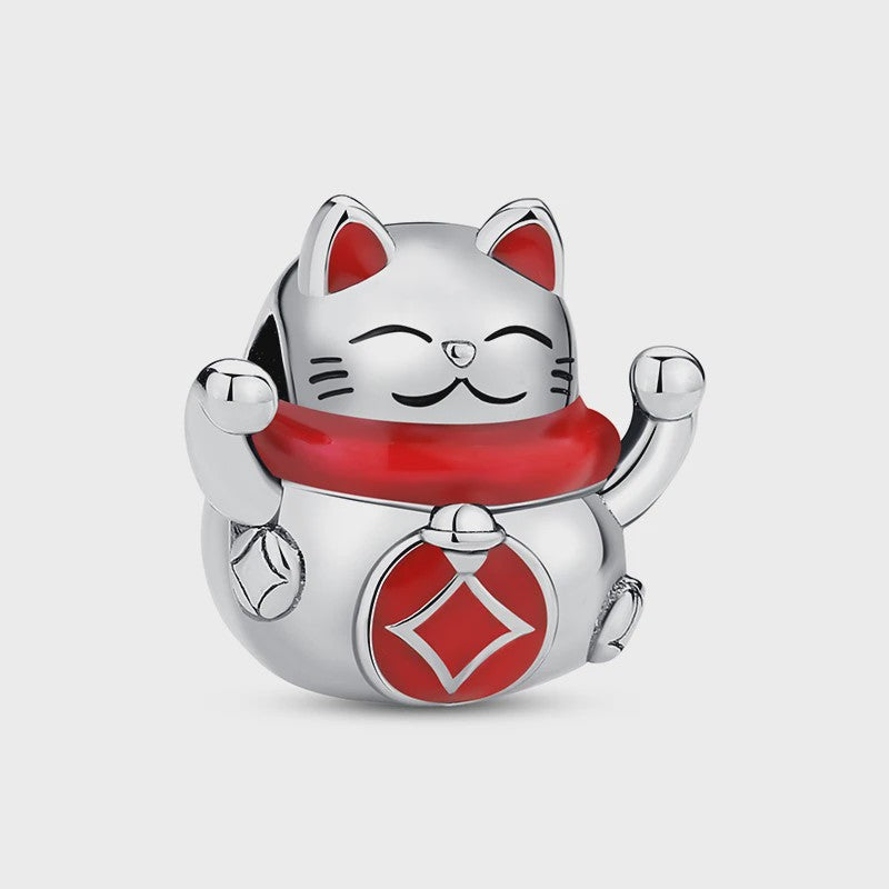 925 Sterling Zilveren Bedel Lucky Cat - Chinees Nieuwjaar & Japanse Stijl Hanger voor Dames Armbanden & Kettingen