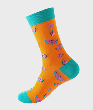 Unisex Katoenen Sokken met Vrolijke Fruit, Dieren & Kunst Prints - Hip Hop & Skateboard Stijl
