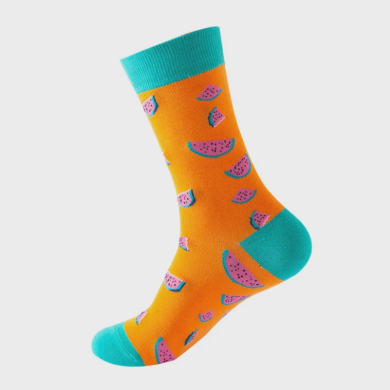 Unisex Katoenen Sokken met Vrolijke Fruit, Dieren & Kunst Prints - Hip Hop & Skateboard Stijl