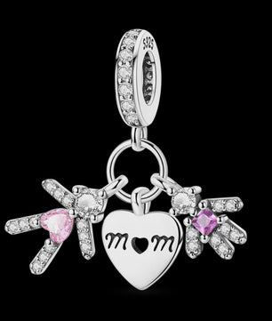 925 Sterling Zilveren Bedel 'Mom Love' - Perfect Cadeau voor Moederdag en Verjaardag