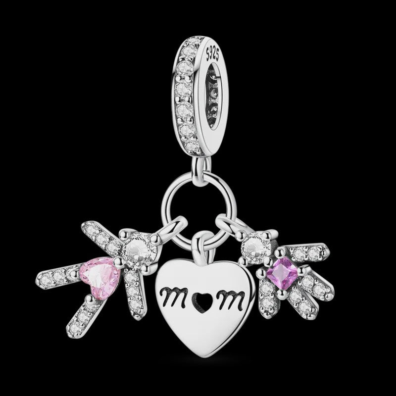925 Sterling Zilveren Bedel 'Mom Love' - Perfect Cadeau voor Moederdag en Verjaardag