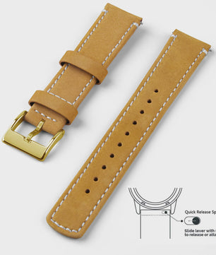 Top Grain Echt Lederen Horlogeband - 20mm/22mm Quick Release - Voor Heren, Dames & Samsung Galaxy Watch
