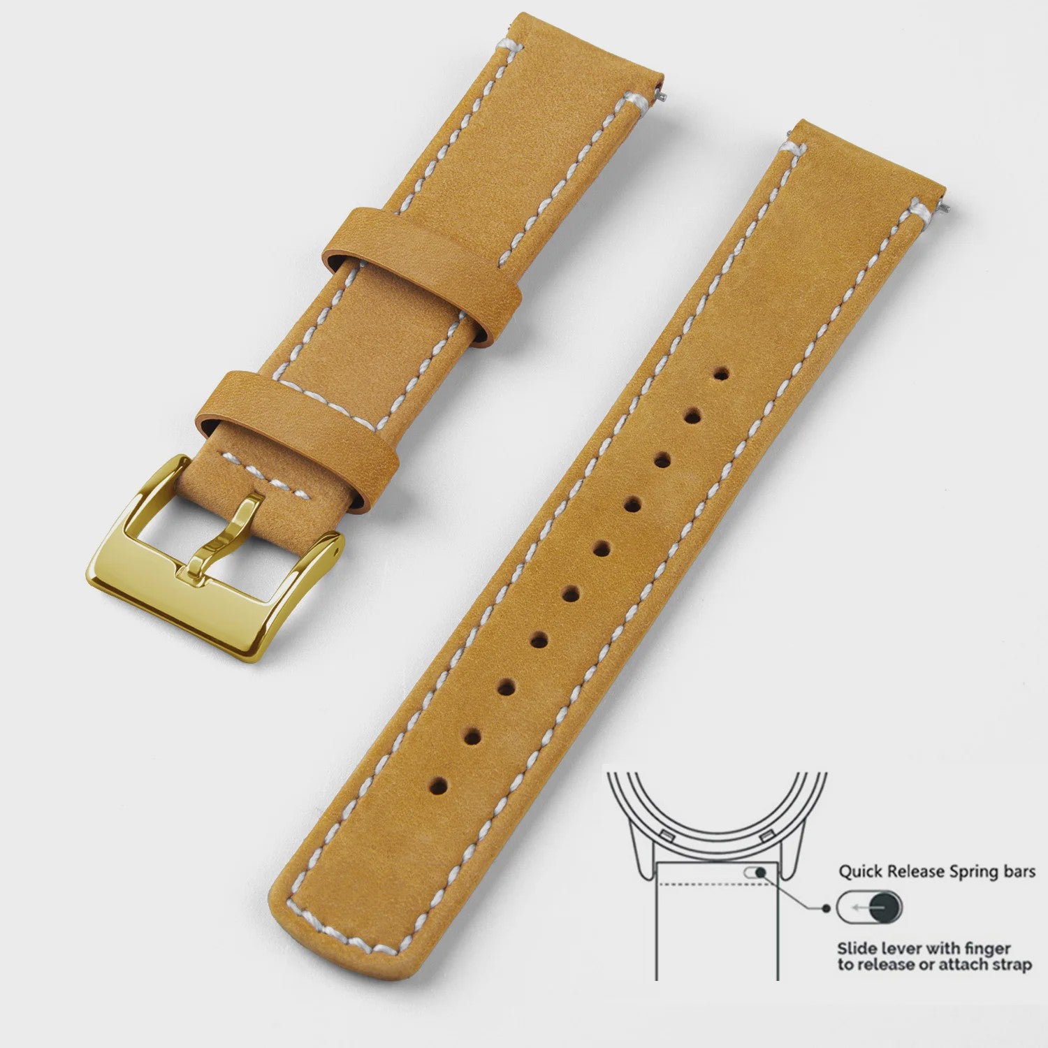Top Grain Echt Lederen Horlogeband - 20mm/22mm Quick Release - Voor Heren, Dames & Samsung Galaxy Watch