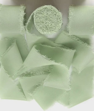 Handgemaakte Satijn Chiffon Lint Set - 3 Rollen van 5m met Rafeleffect voor Bruiloft, Cadeau & DIY Decoratie