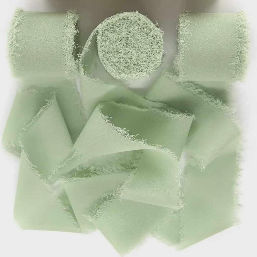 Handgemaakte Satijn Chiffon Lint Set - 3 Rollen van 5m met Rafeleffect voor Bruiloft, Cadeau & DIY Decoratie