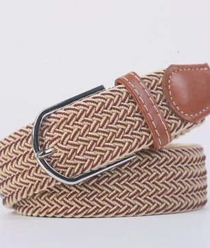 Unisex Gevlochten Elastische Riem met Pin Gesp - 107-130cm
