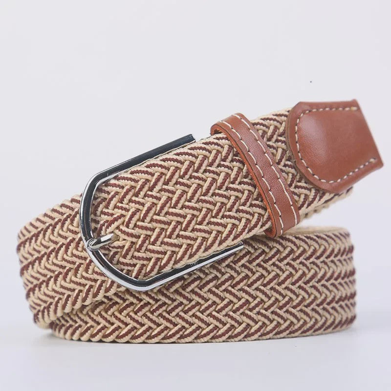 Unisex Gevlochten Elastische Riem met Pin Gesp - 107-130cm
