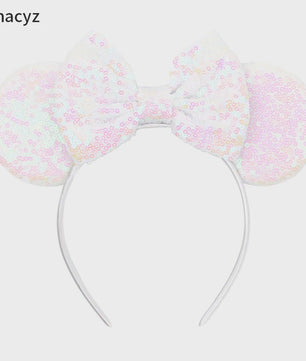 Chique Sequin Mickey Oortjes Diadeem met Strik - Feestelijk Haaraccessoire voor Kinderen & Dames