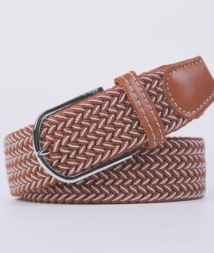 Unisex Gevlochten Elastische Riem met Pin Gesp - 107-130cm