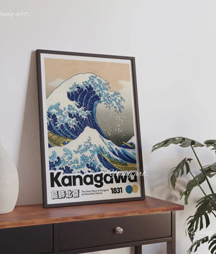 Japanse Koi Vis & Okinawa Vintage Poster - Japandi Wanddecoratie