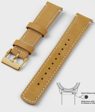 Top Grain Echt Lederen Horlogeband - 20mm/22mm Quick Release - Voor Heren, Dames & Samsung Galaxy Watch