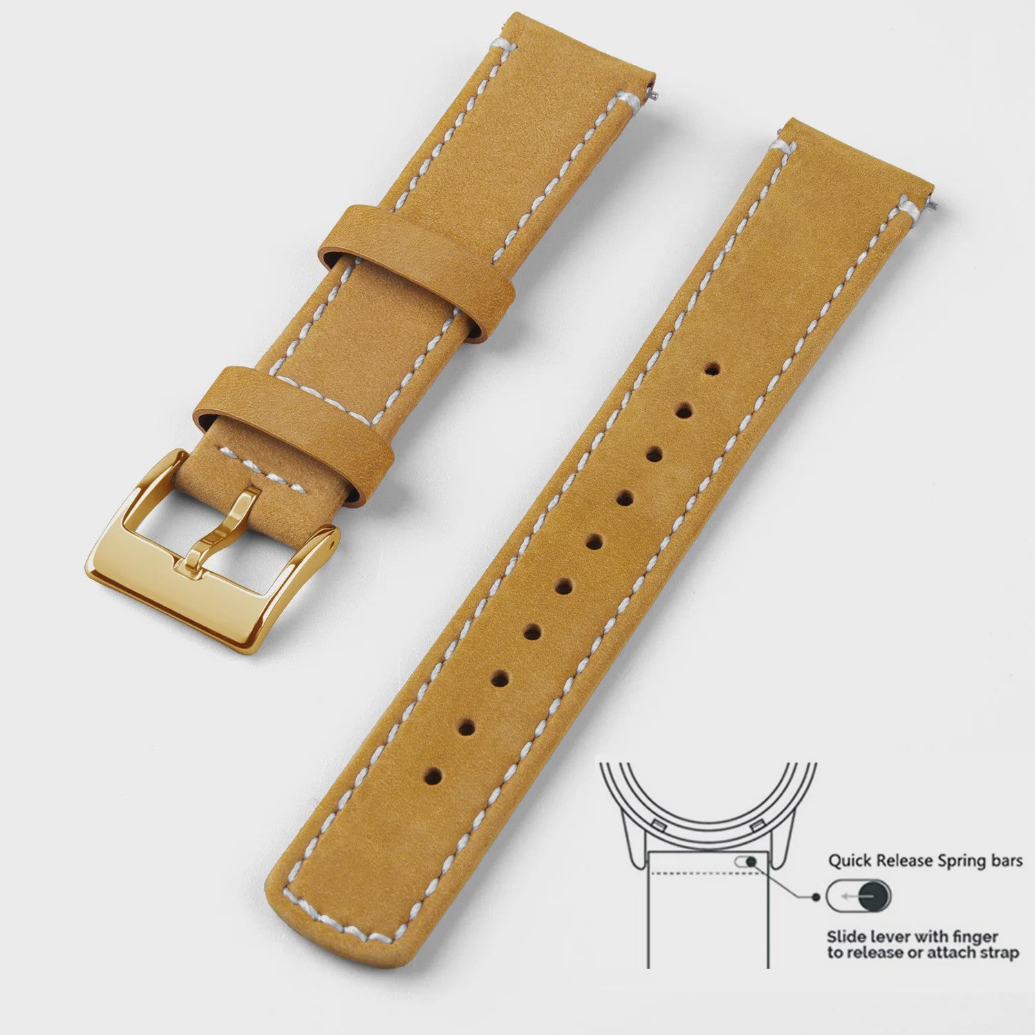 Top Grain Echt Lederen Horlogeband - 20mm/22mm Quick Release - Voor Heren, Dames & Samsung Galaxy Watch