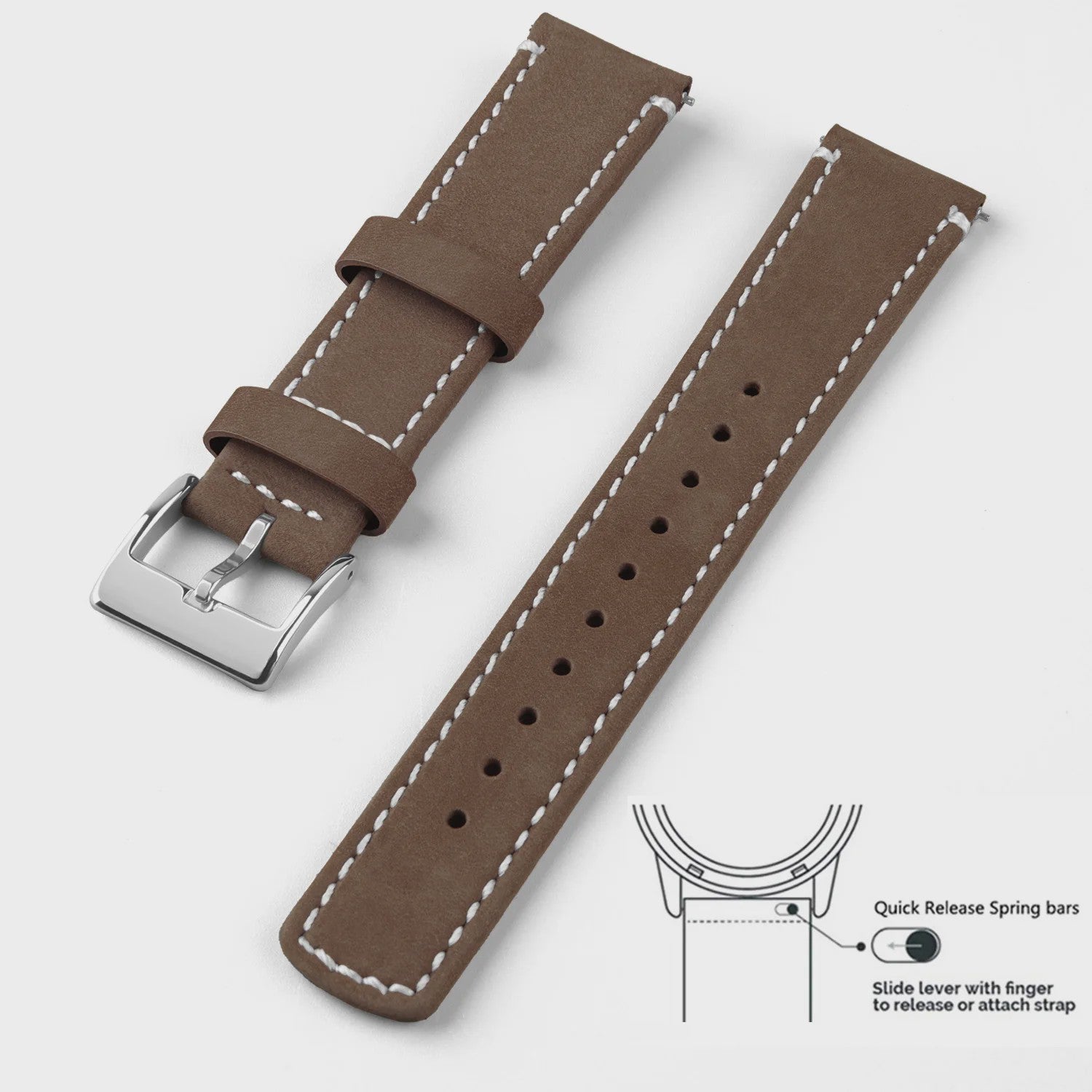 Top Grain Echt Lederen Horlogeband - 20mm/22mm Quick Release - Voor Heren, Dames & Samsung Galaxy Watch