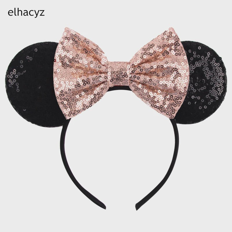 Chique Sequin Mickey Oortjes Diadeem met Strik - Feestelijk Haaraccessoire voor Kinderen & Dames