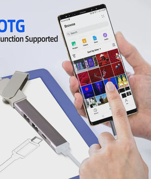 USB C Hub 3.0 & 2.0 Poorten, Type-C Docking Station met 5Gbps Snelheid & OTG Adapter