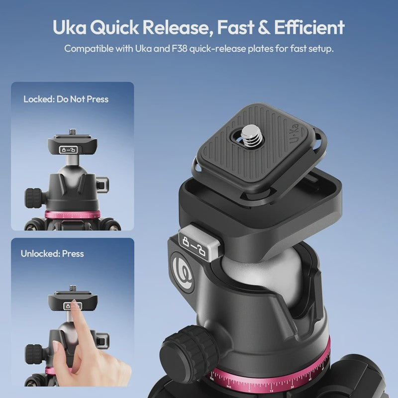 Ulanzi TZ01: Veelzijdige 2-in-1 Carbon Fiber Tripod (1.63m) - Compact & Stabiel voor Outdoor, Vlogging & Reizen