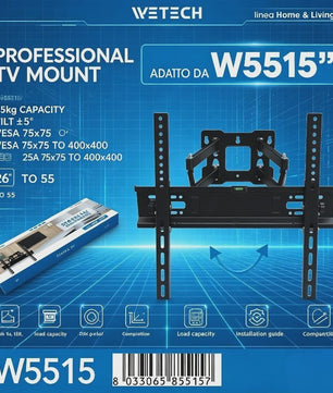 WETECH W5515 TV Muurbeugel: Volledig Beweegbaar voor 26-55 Inch TV's, 25kg Draagkracht, Kantelbaar & VESA Compatibel