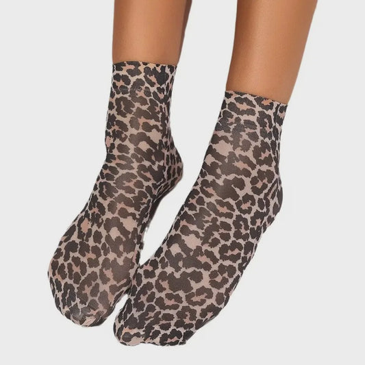Leopard Print Korte Sokken - Zomerse Enkel Sokken met Bloemenpatroon