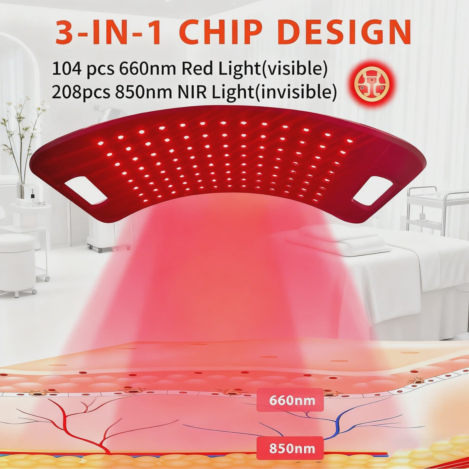 Professionele Roodlichttherapie Lamp 660nm & 850nm met Verstelbare Standaard