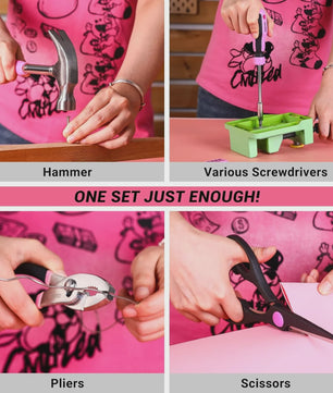 DEKO Complete Gereedschapskist Roze - 62 Delen - Ideaal voor Vrouwen, Huis, Hobby & Auto