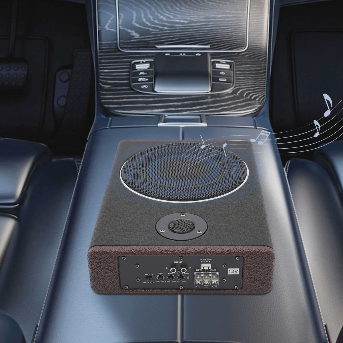 Ultra Slim 8-Inch Actieve Auto Subwoofer - Compacte Bass Audio met 600W Vermogen (12V)