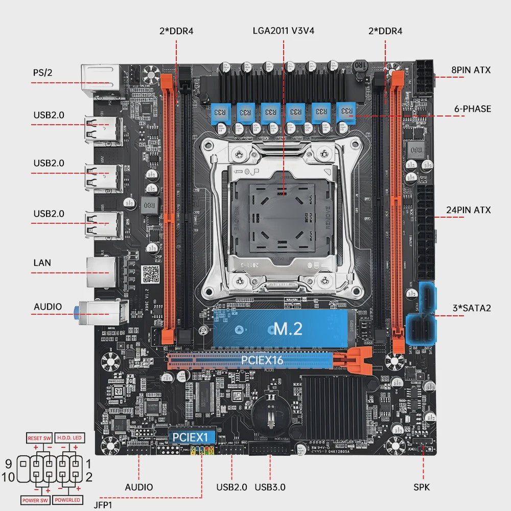 MOUGOL X99 Gaming Moederbord Kit met Intel Xeon E5 2680 V4 CPU en 16GB DDR4 RAM