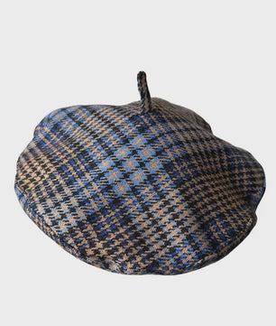 Stijlvolle Ruitjes Baret voor Dames - Retro Vliegende Schotel Hoed