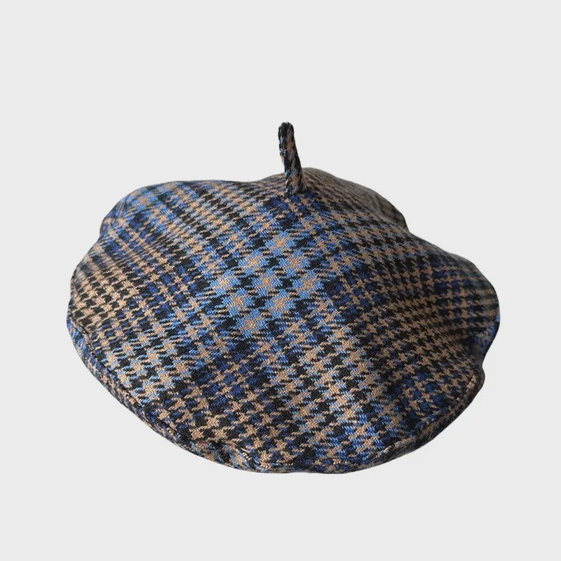 Stijlvolle Ruitjes Baret voor Dames - Retro Vliegende Schotel Hoed