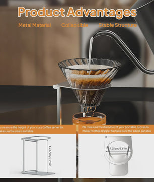 Opvouwbare Aluminium Koffie Drip Stand - Universeel voor Espresso & Pour-Over - Ideaal voor Camping & Reizen