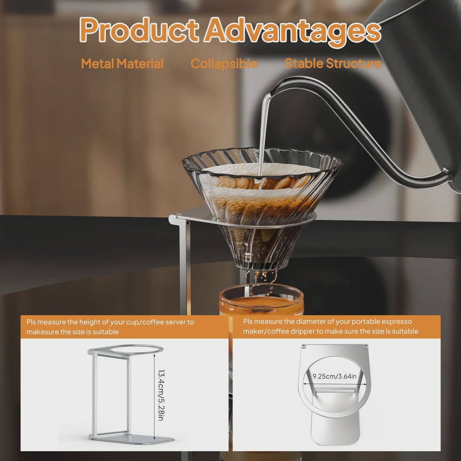 Opvouwbare Aluminium Koffie Drip Stand - Universeel voor Espresso & Pour-Over - Ideaal voor Camping & Reizen
