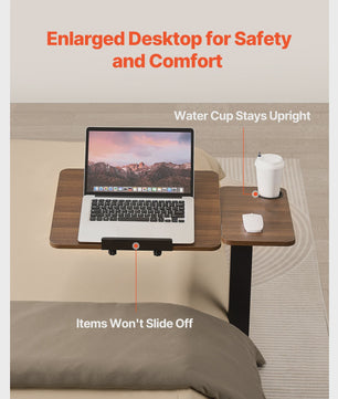 Mobiele Bedtafel met Zwenkwielen - In Hoogte & Hoek Verstelbaar Laptop Bureau
